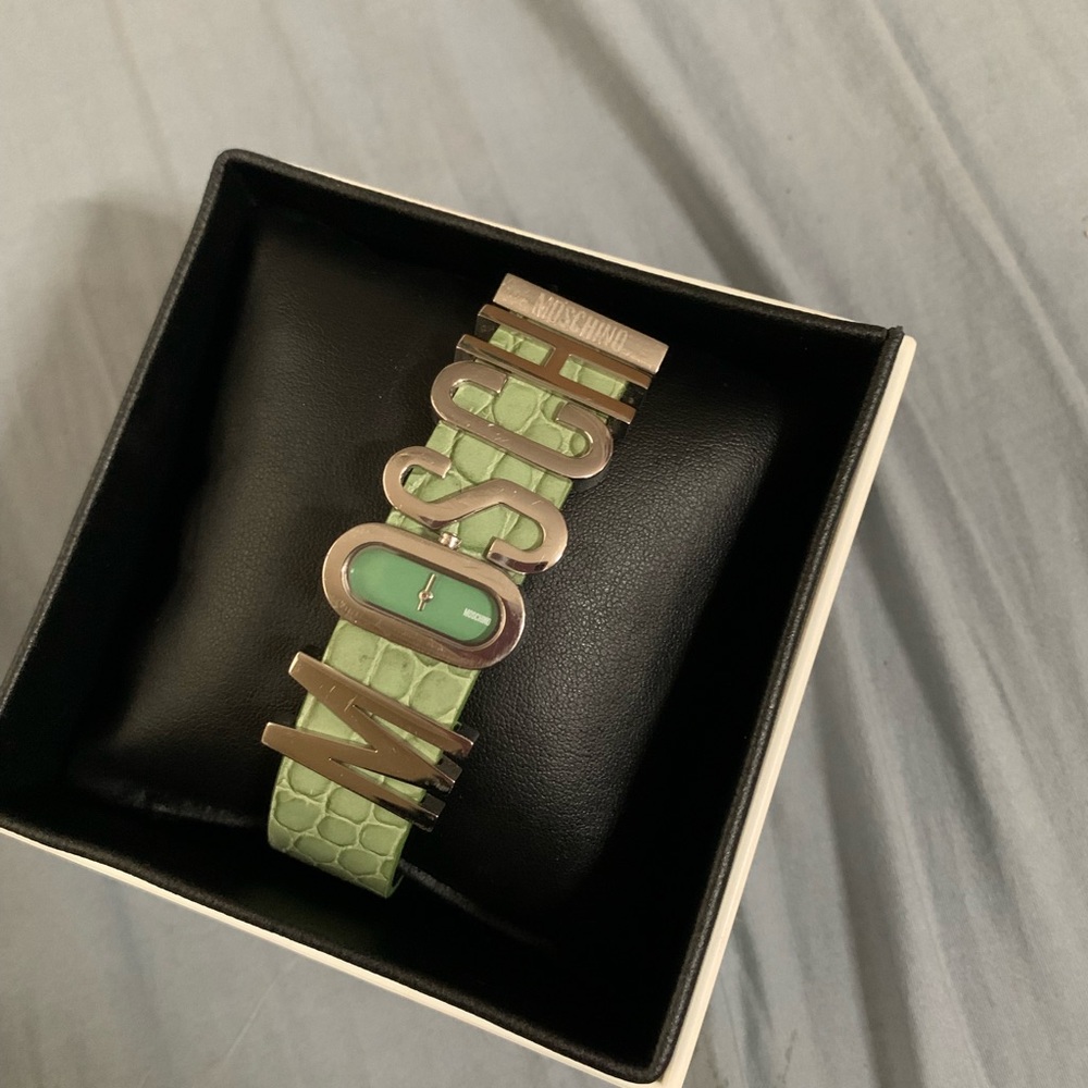 Moschino Green Croc Alphabet Watch